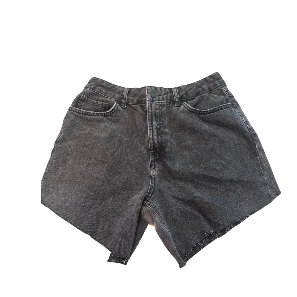 BDG Urban Outfitters Mom High-Rise Denim Shorts Washed Black Raw Hem‎ Size 28